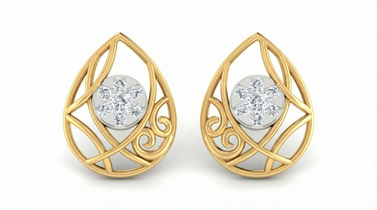 18K Gold & Diamond Women Stud Earring KRA40177E