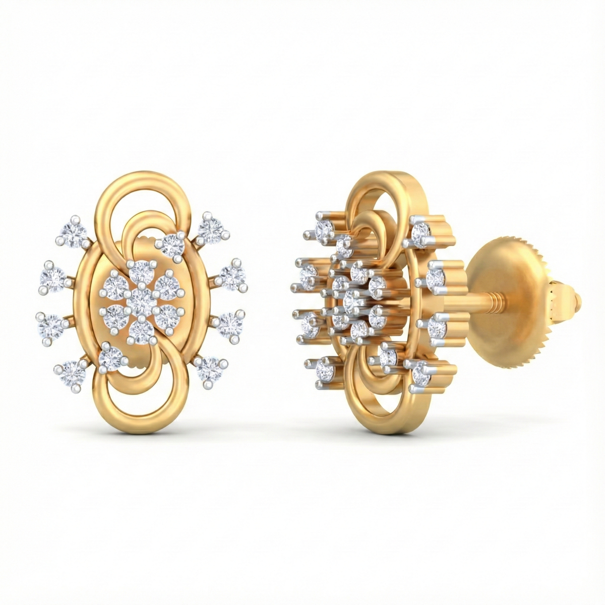 18K Gold & Diamond Women Stud Earring KRB40076E