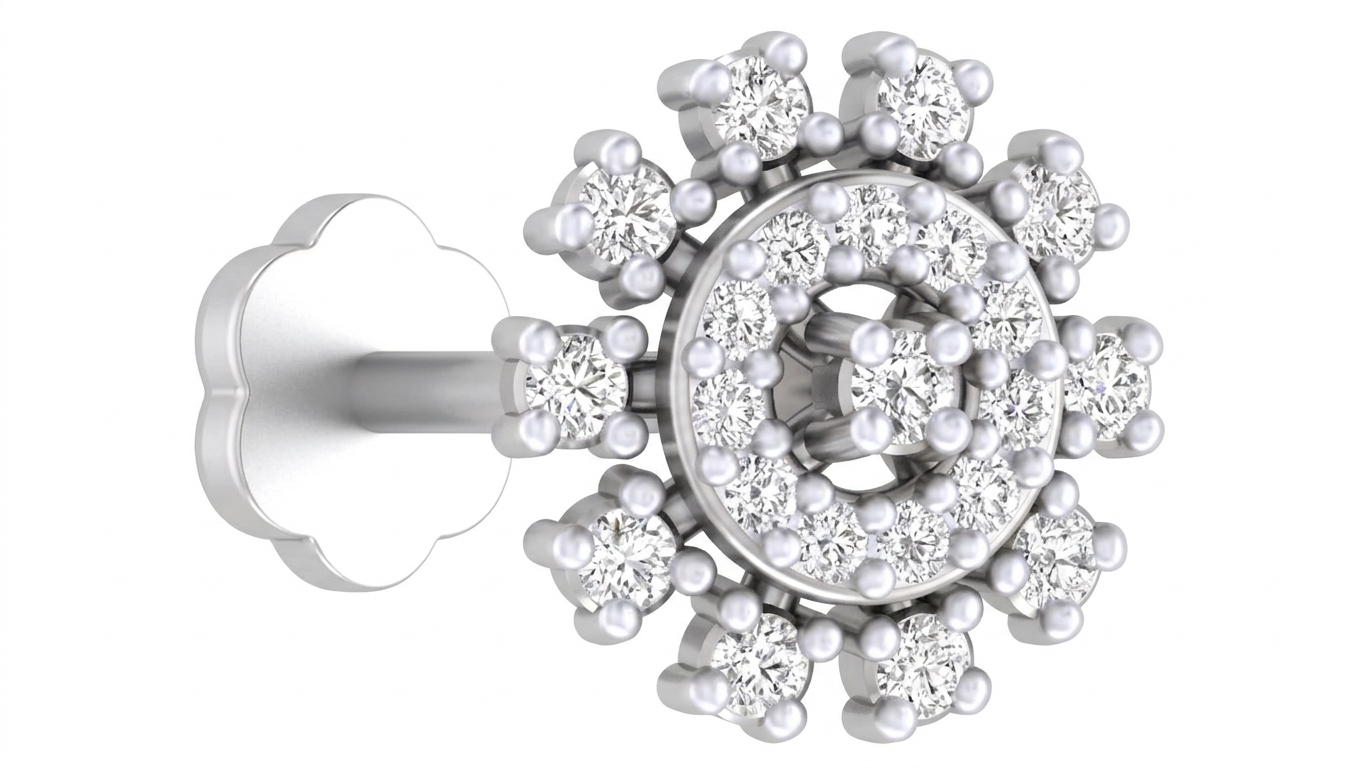 Gold & Diamond Stud Nose Pin KRC80170
