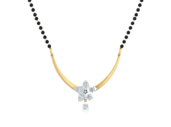 Gold & Diamond Floral Beaded Mangalsutra For Women KRB50031
