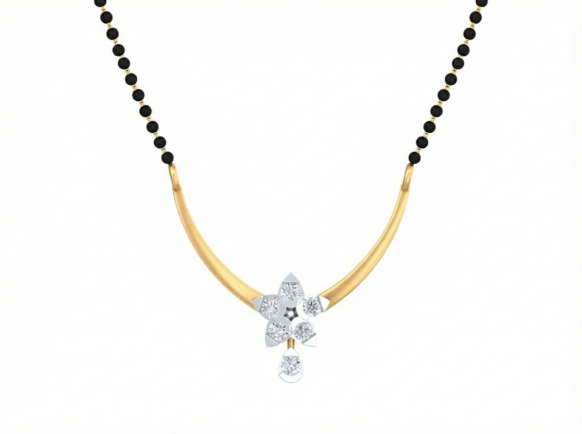 18K Gold & Diamond Beaded Mangalsutra For Women KSK201