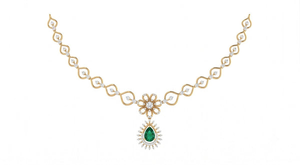 Gold & Diamond Gemstone Necklace Set KRC60046N