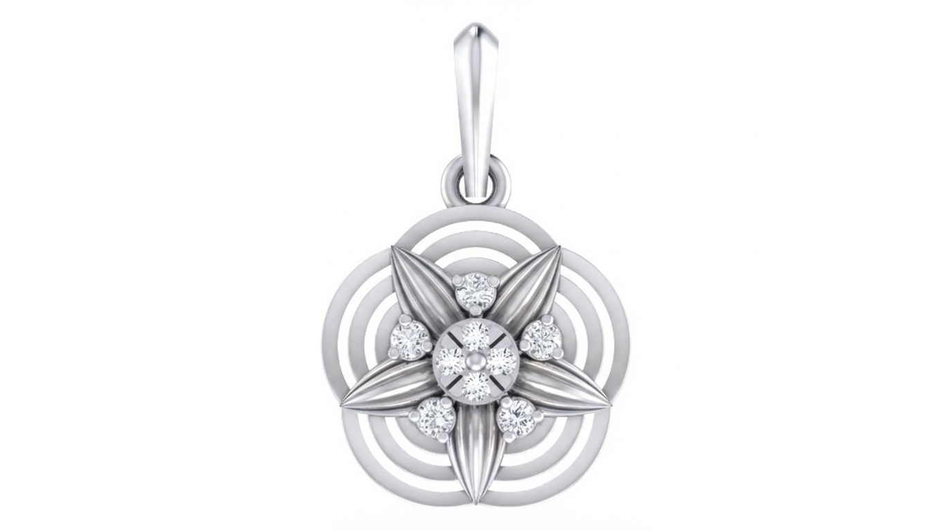 Gold & Diamond Floral Pendant Set KRC40592