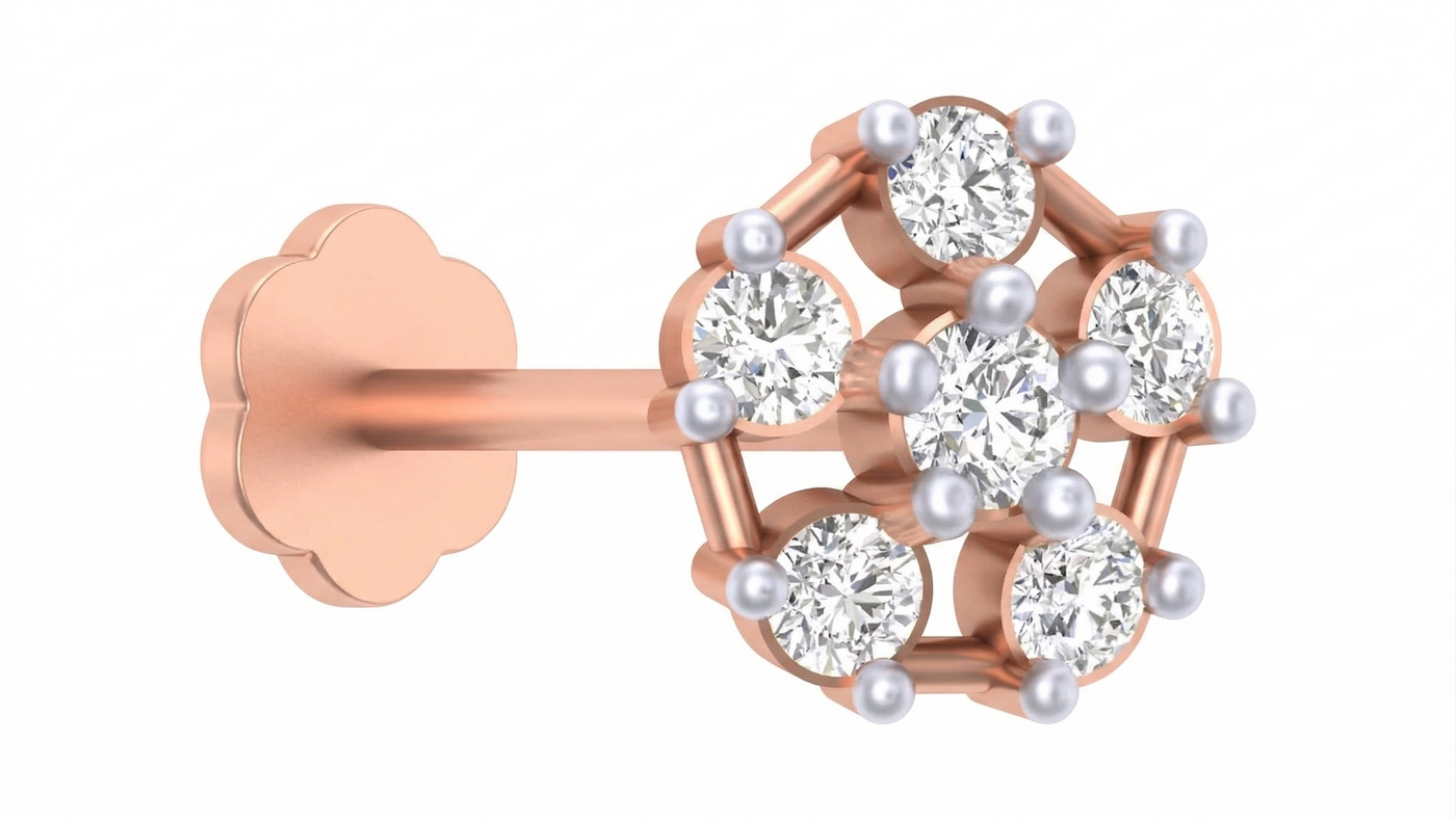 Gold & Diamond Stud Nose Pin KRC80157