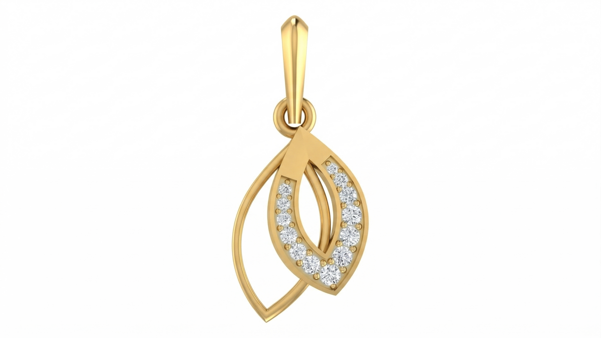 Gold & Diamond Twin Leaf Pendant Set KRC40570