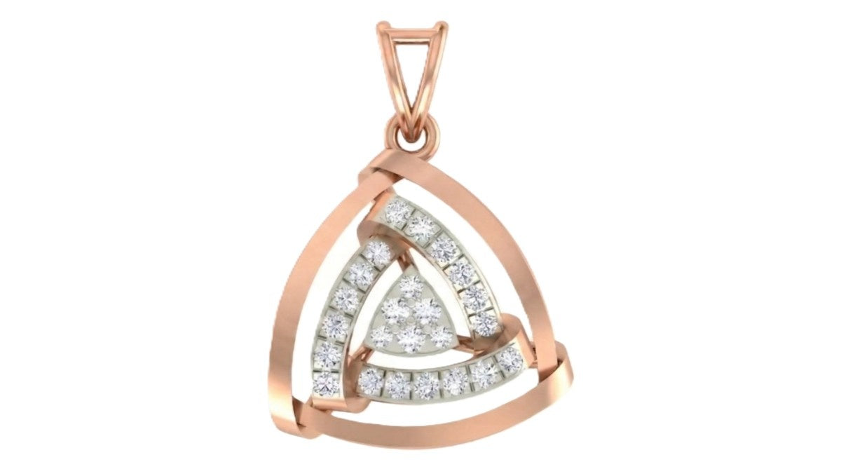 Rose gold and diamond partywear pendant on white background