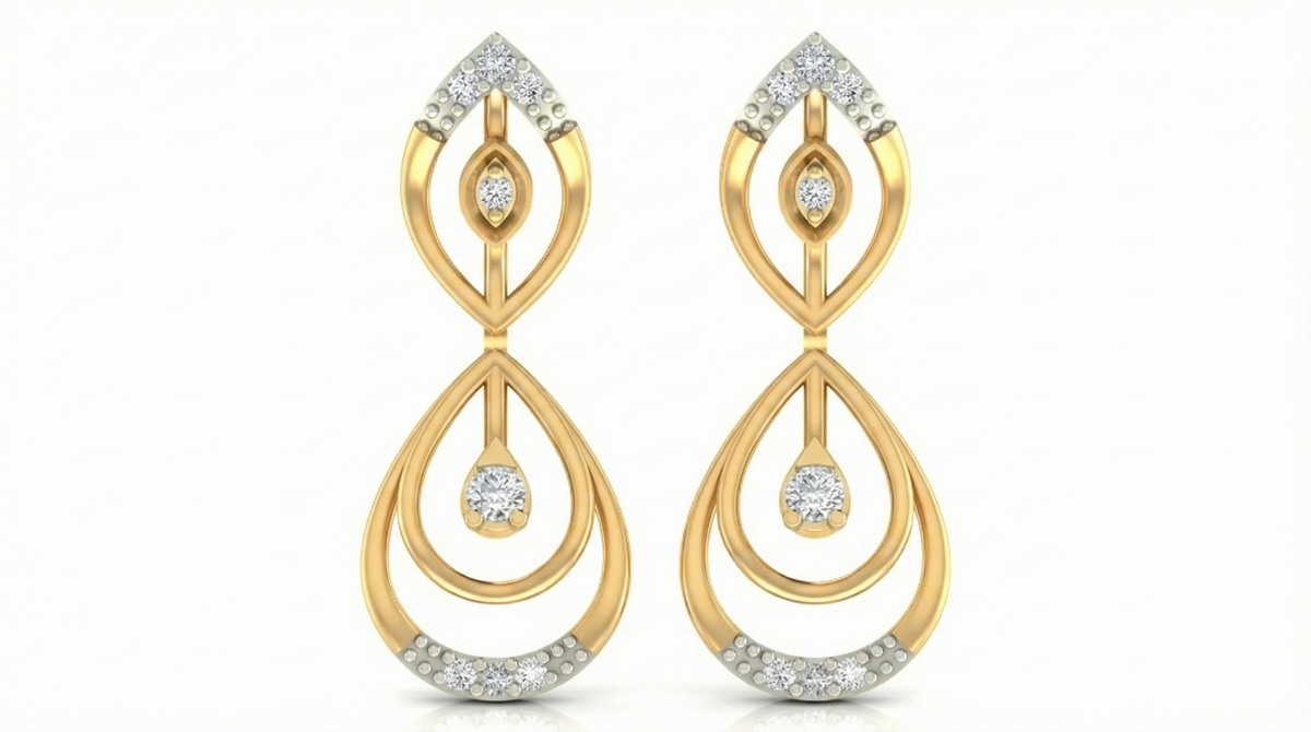 14K Gold & Diamond Women Dangler Earring KRB44058E-A