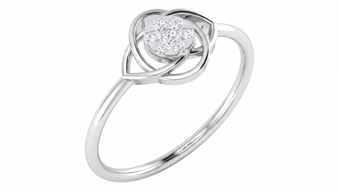 Gold & Diamond Floral Ring For Women KRC10625