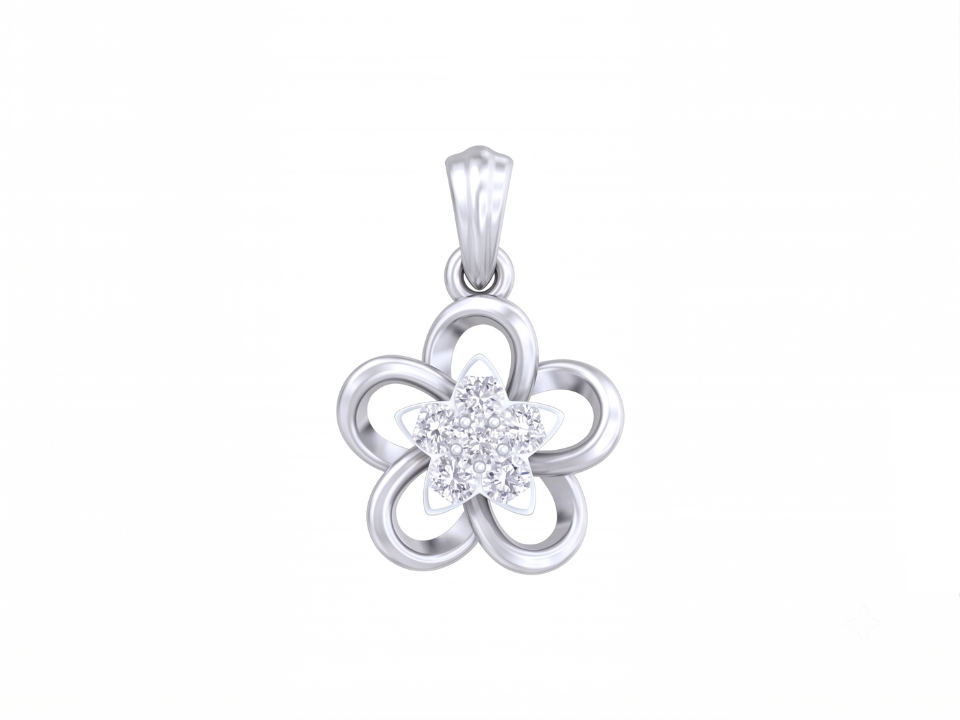 Gold & Diamond Floral Pendant Set KRC40613