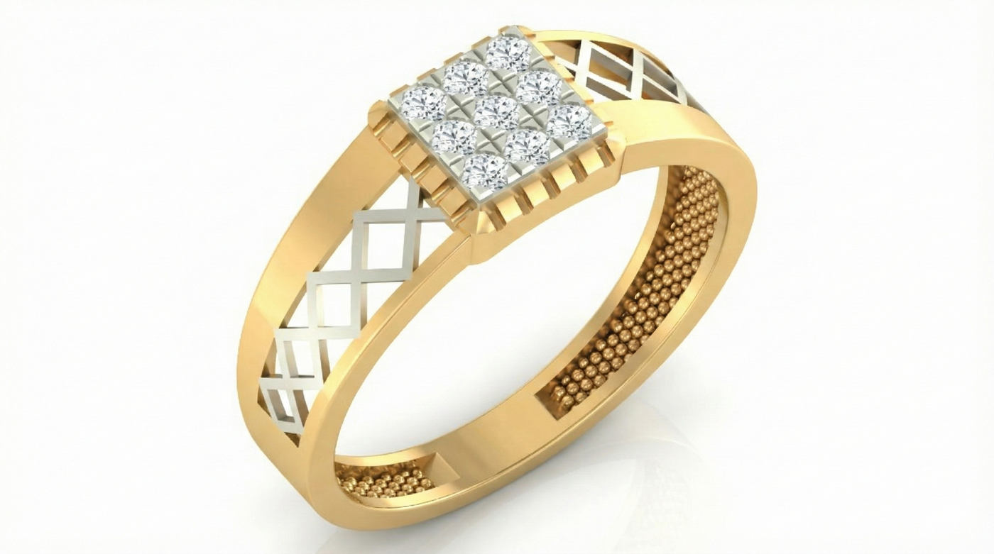 Gold & Diamond Band Ring For Men KRC20201
