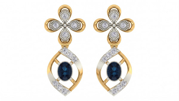 Gold & Diamond Sapphire Women Drop Earring KRC60090E