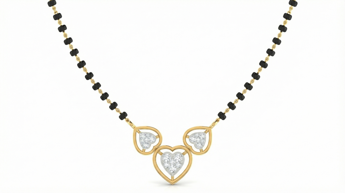 18K Gold & Diamond Heart Mangalsutra For Women KRA90059