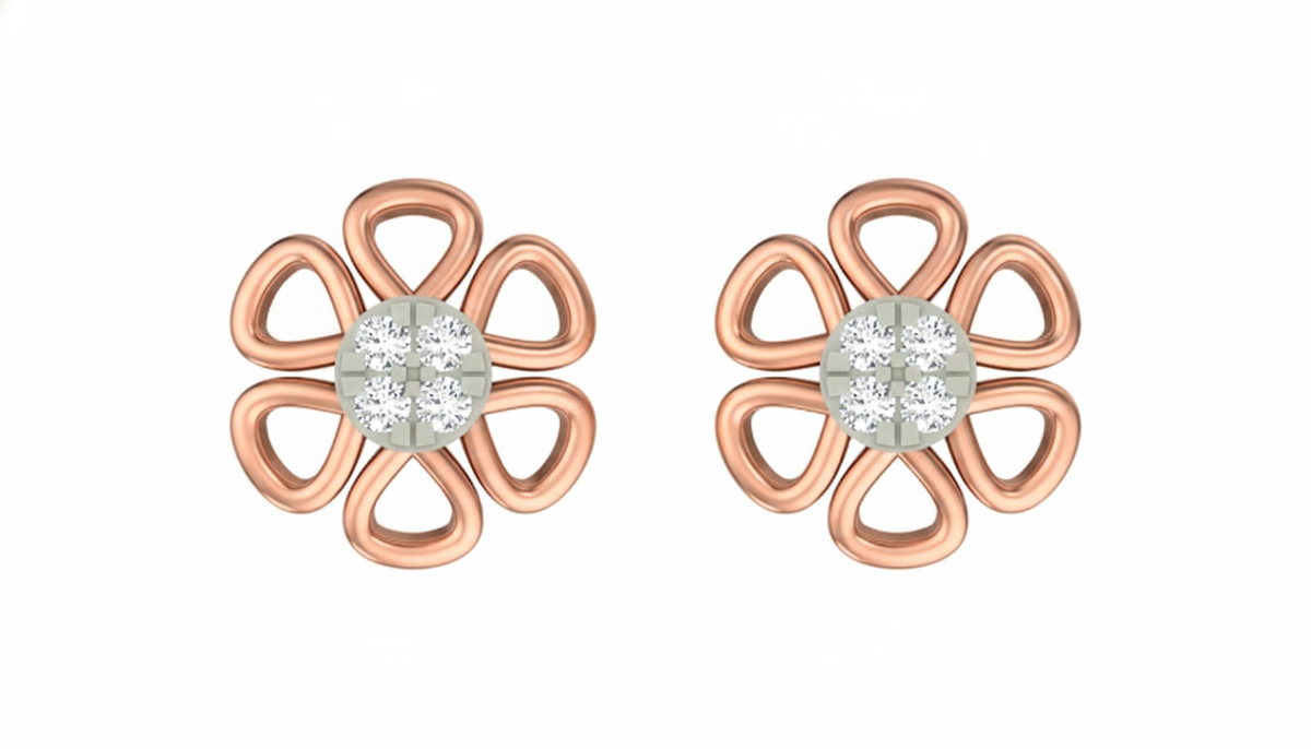 18K Gold & Diamond Women Stud Earring KER-105