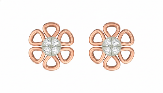 18K Gold & Diamond Women Stud Earring KER-105