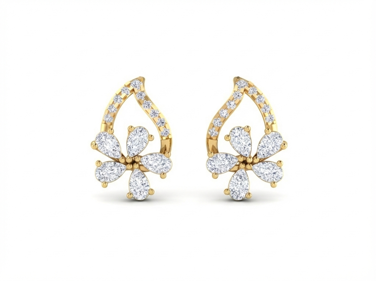 18K Gold & Diamond Women Stud Earring KFK30020