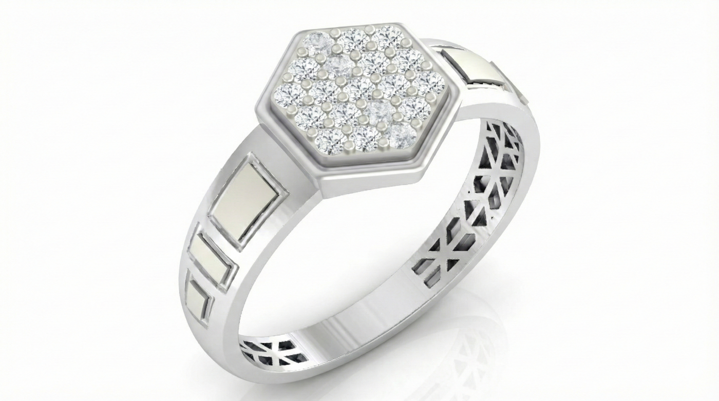 Gold & Diamond Band Ring For Men KRC20132