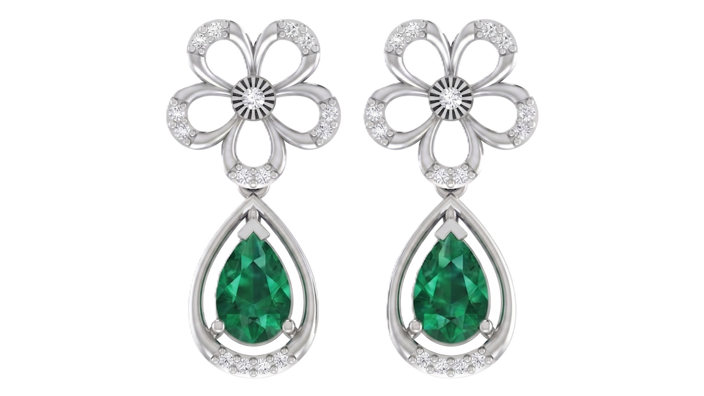 Gemstone White Gold Diamond Earring | under 40k 