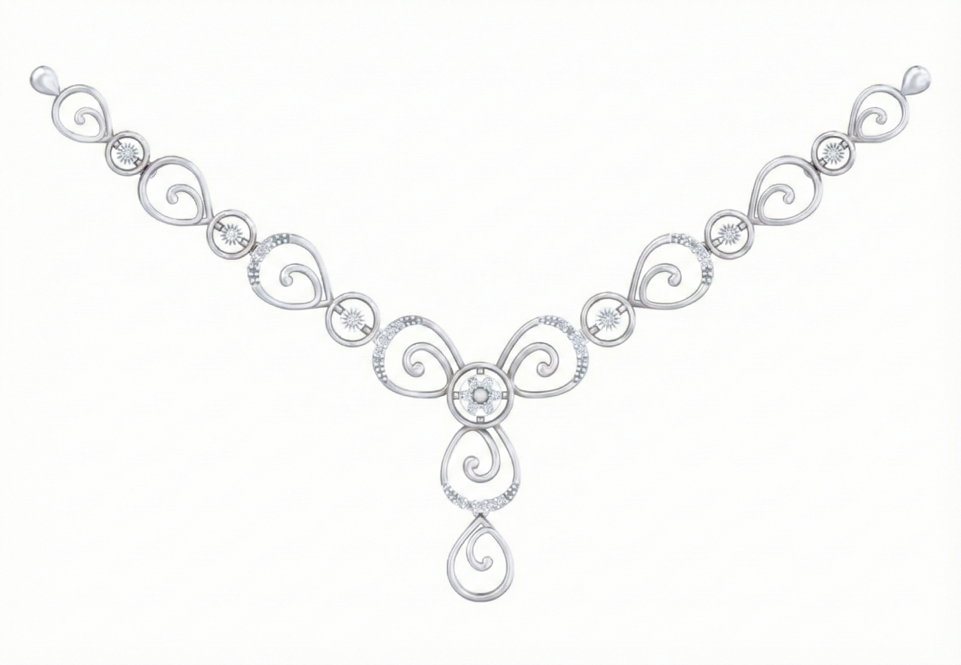 14K Gold & Diamond Women Dailywear Necklace Set KRB44059N