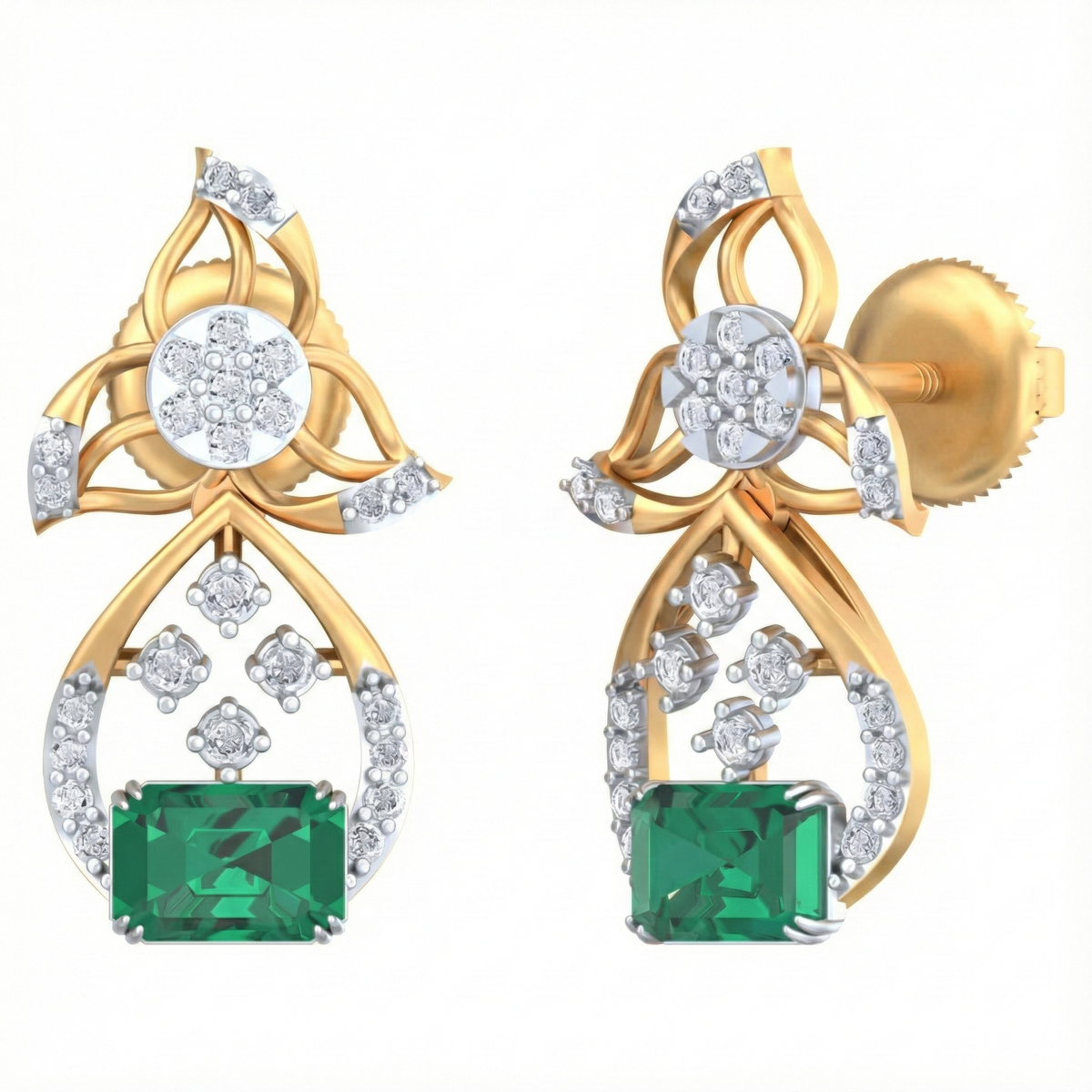 14K Gold & Diamond Women Gemstone Earring KRB44084EG