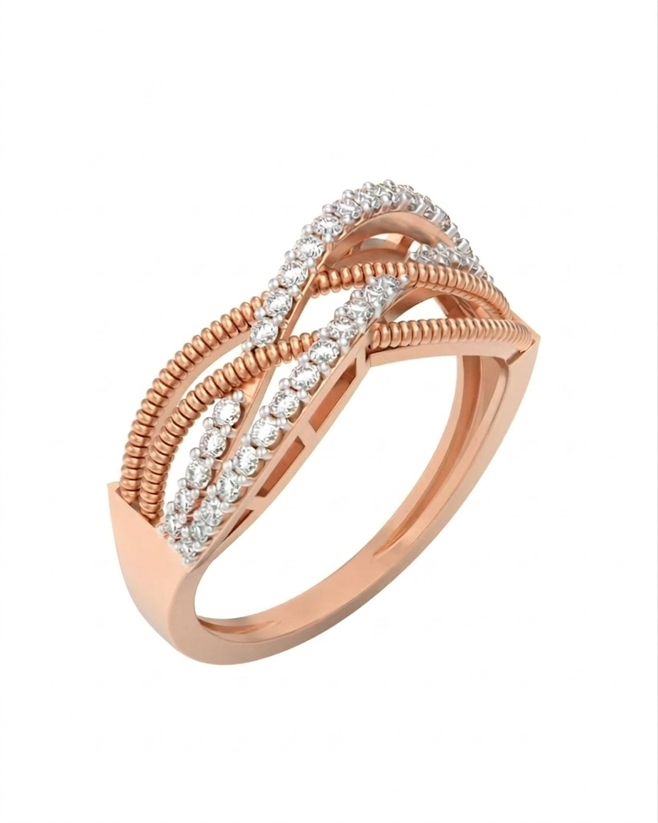 Gold & Diamond Band Ring For Women KRC10845