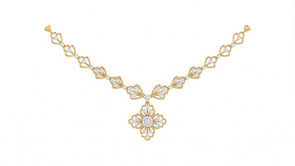 Gold & Diamond Floral Necklace Set KRC60029N