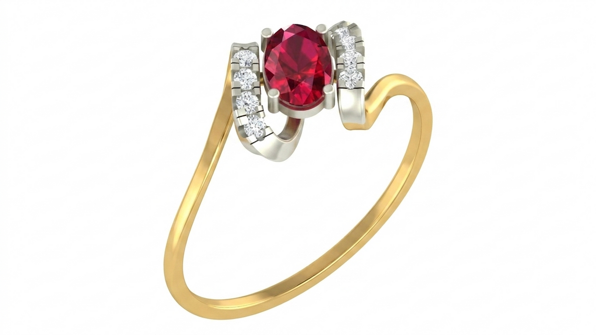 Gold & Diamond Gemstone Ring For Women KRC10648