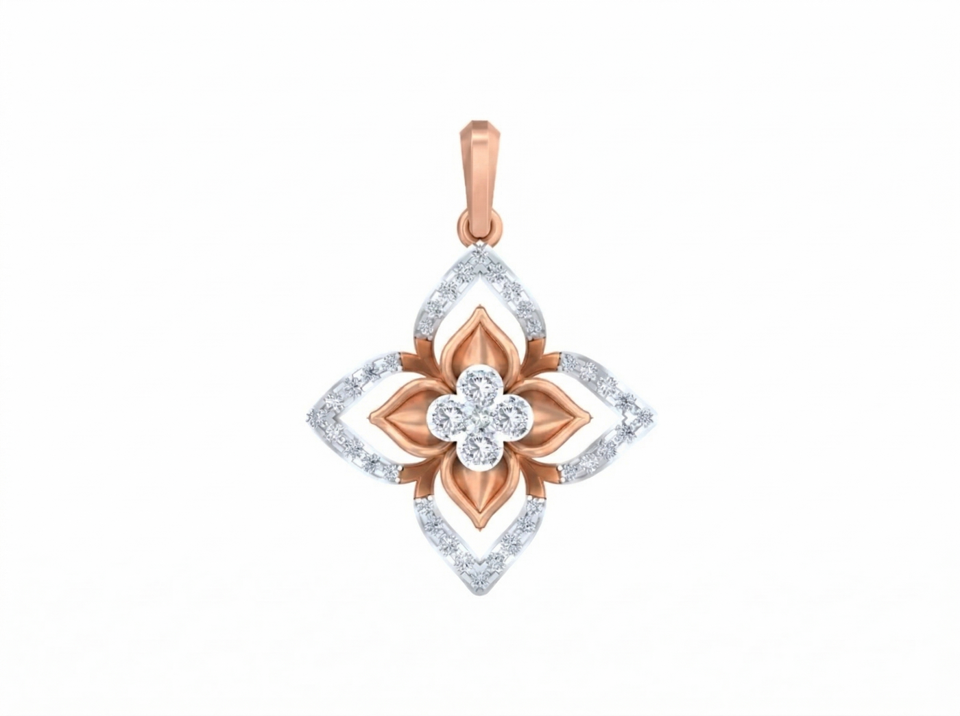 Gold & Diamond Floral Pendant Set KRC40707