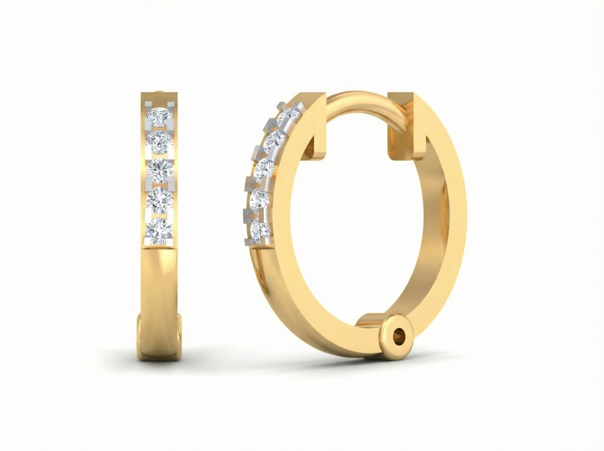 18K Gold & Diamond Women Hoop Earring KSK002