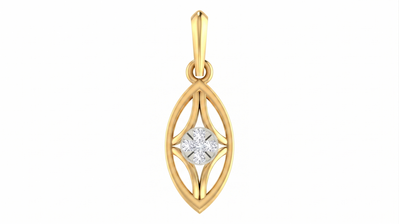 Minimalist Petal Gold & Diamond PENDANT SET KRC40560