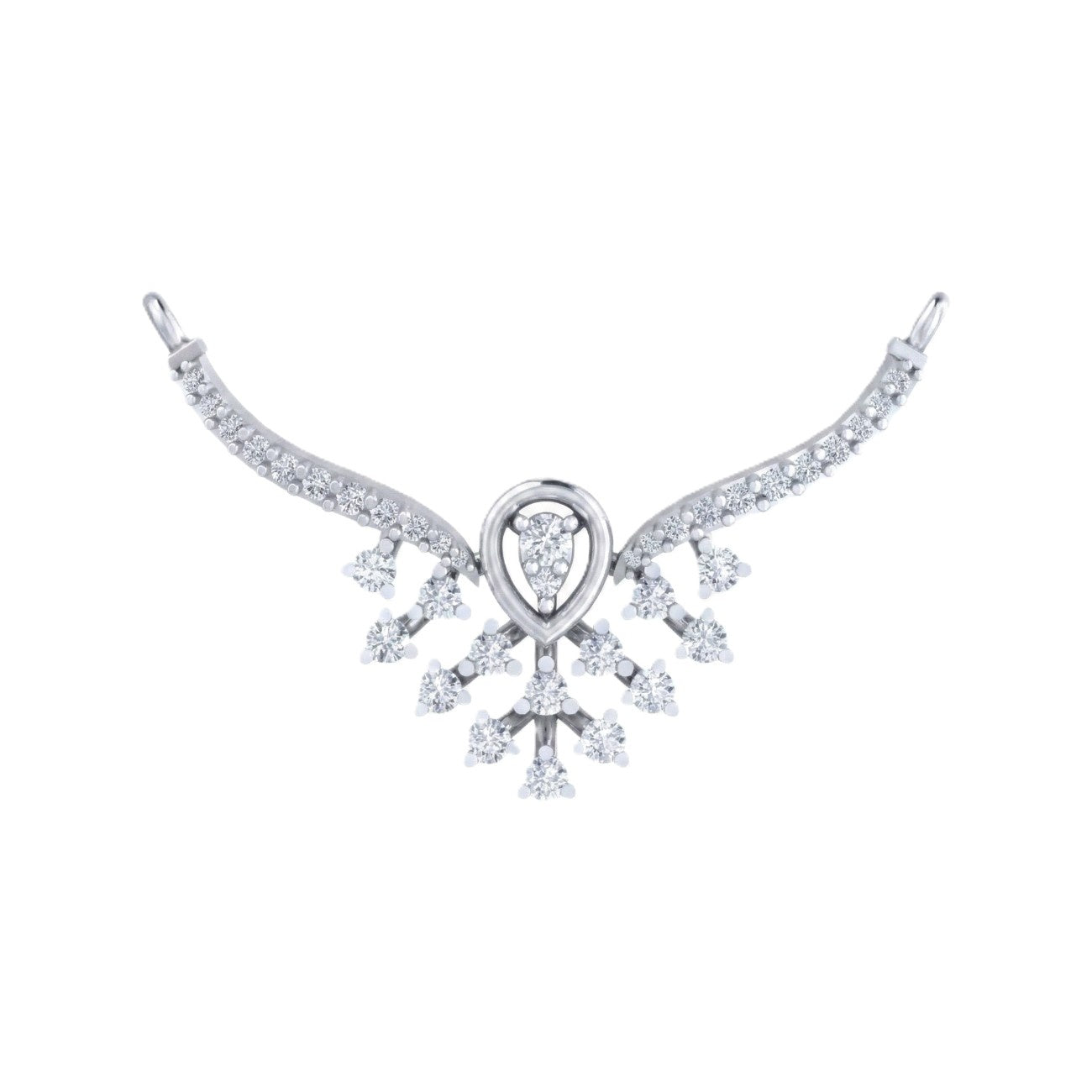 White gold & diamond bridal mangalsutra on white background