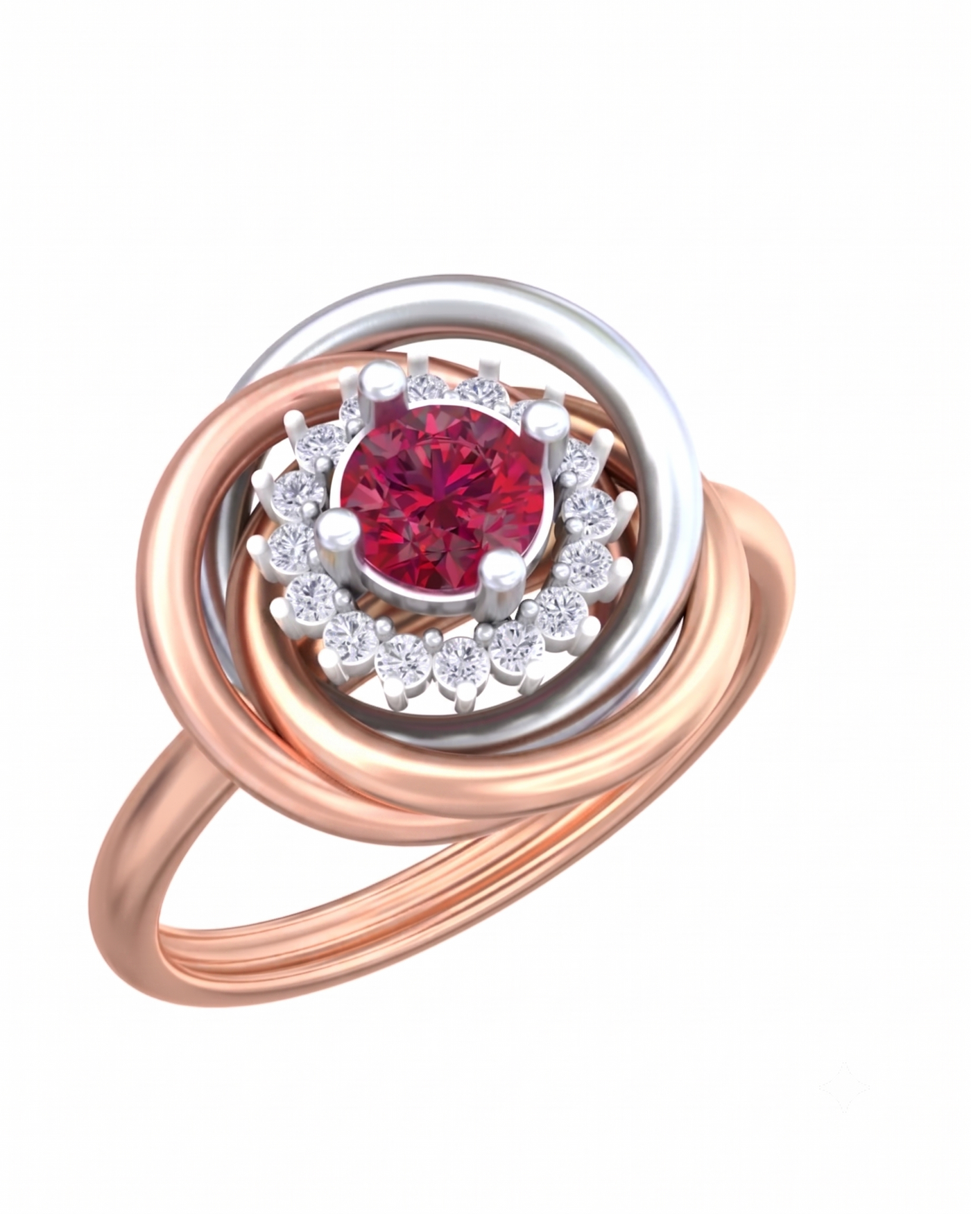 Gold & Diamond Gemstone Ring For Women KRB10322