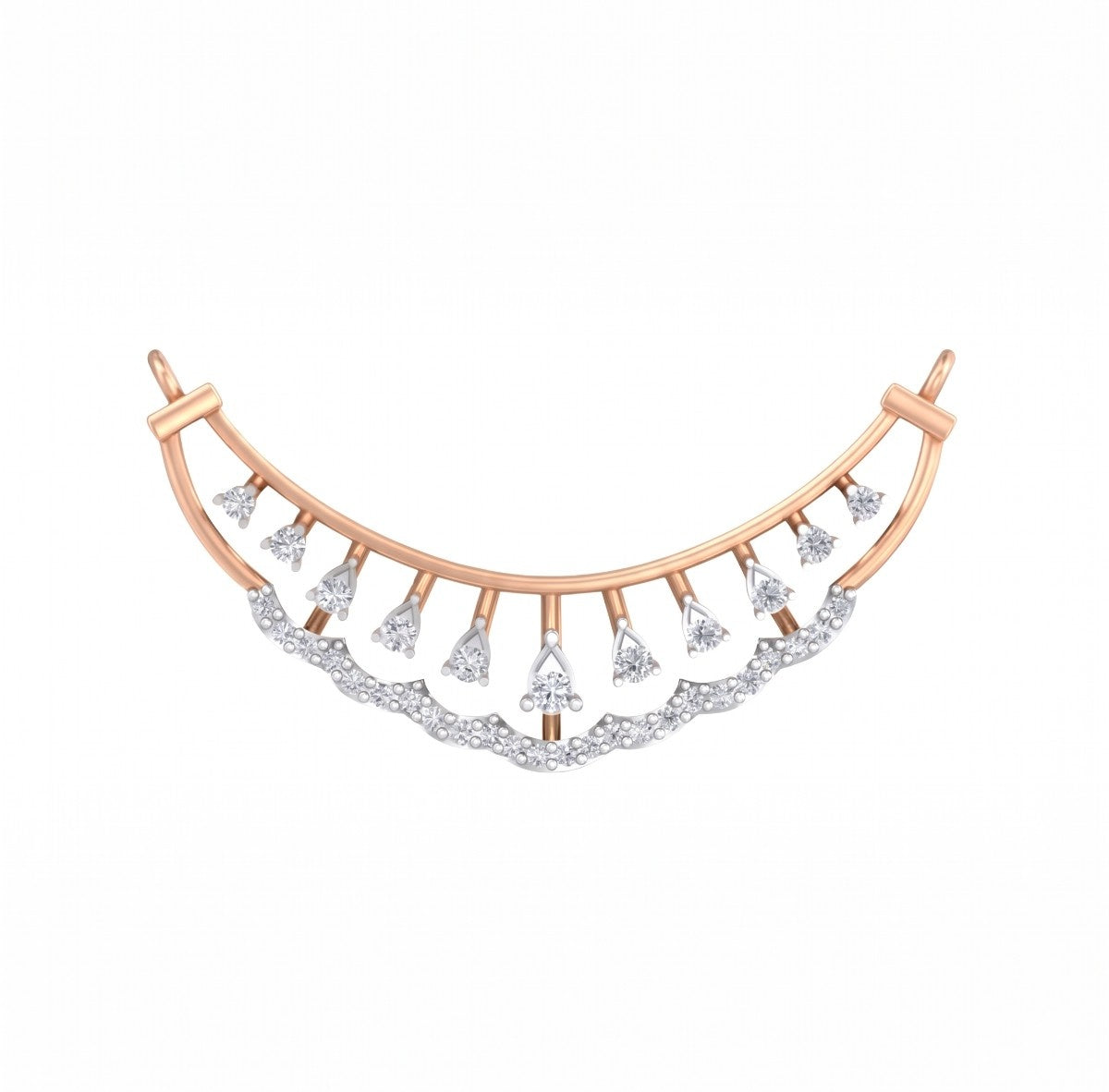 Rose Gold & Diamond Bridal Mangalsutra on white background