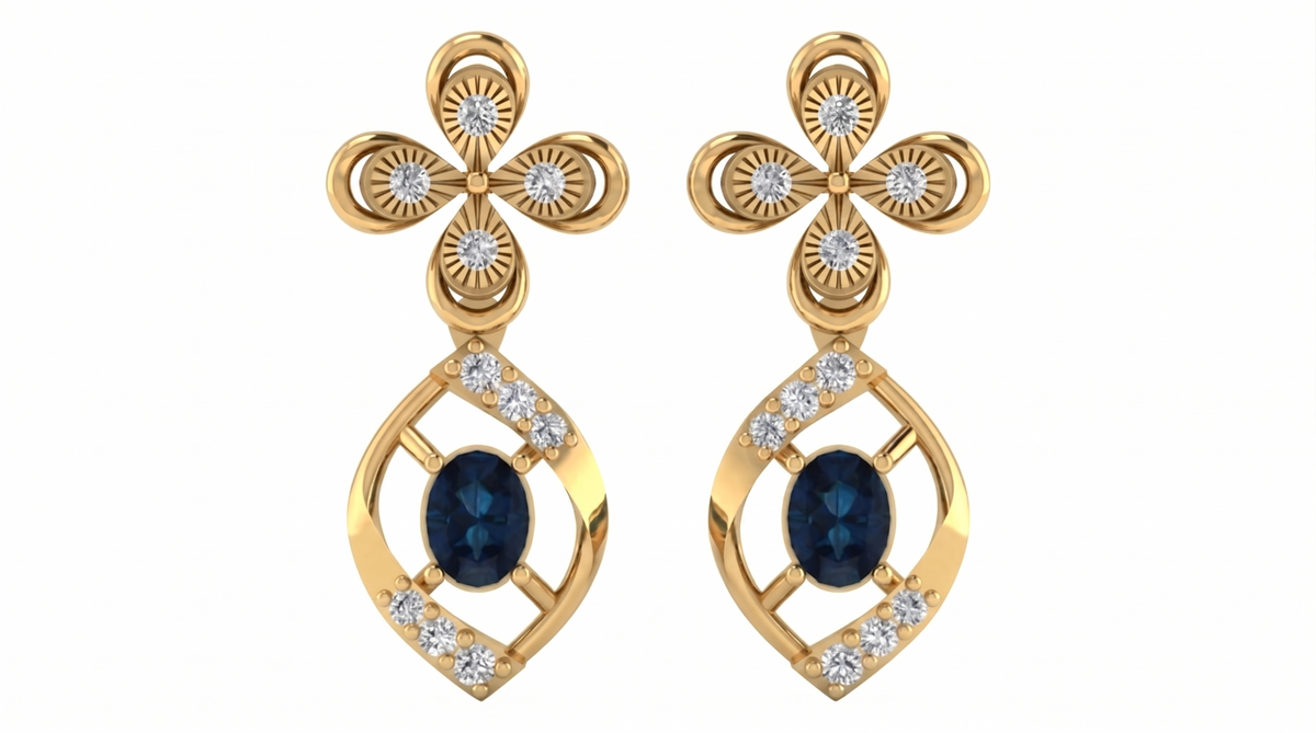 Yellow Gold Diamond Earring | under 40k 