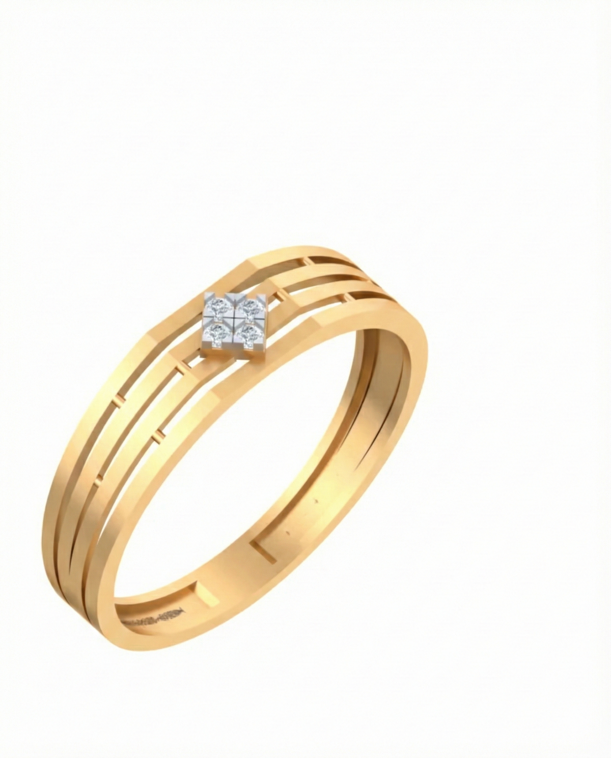 18K Gold & Diamond Solitaire Band Ring For Men KSK238