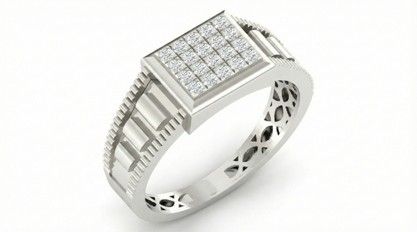 Gold & Diamond Band Ring For Men KRC20164