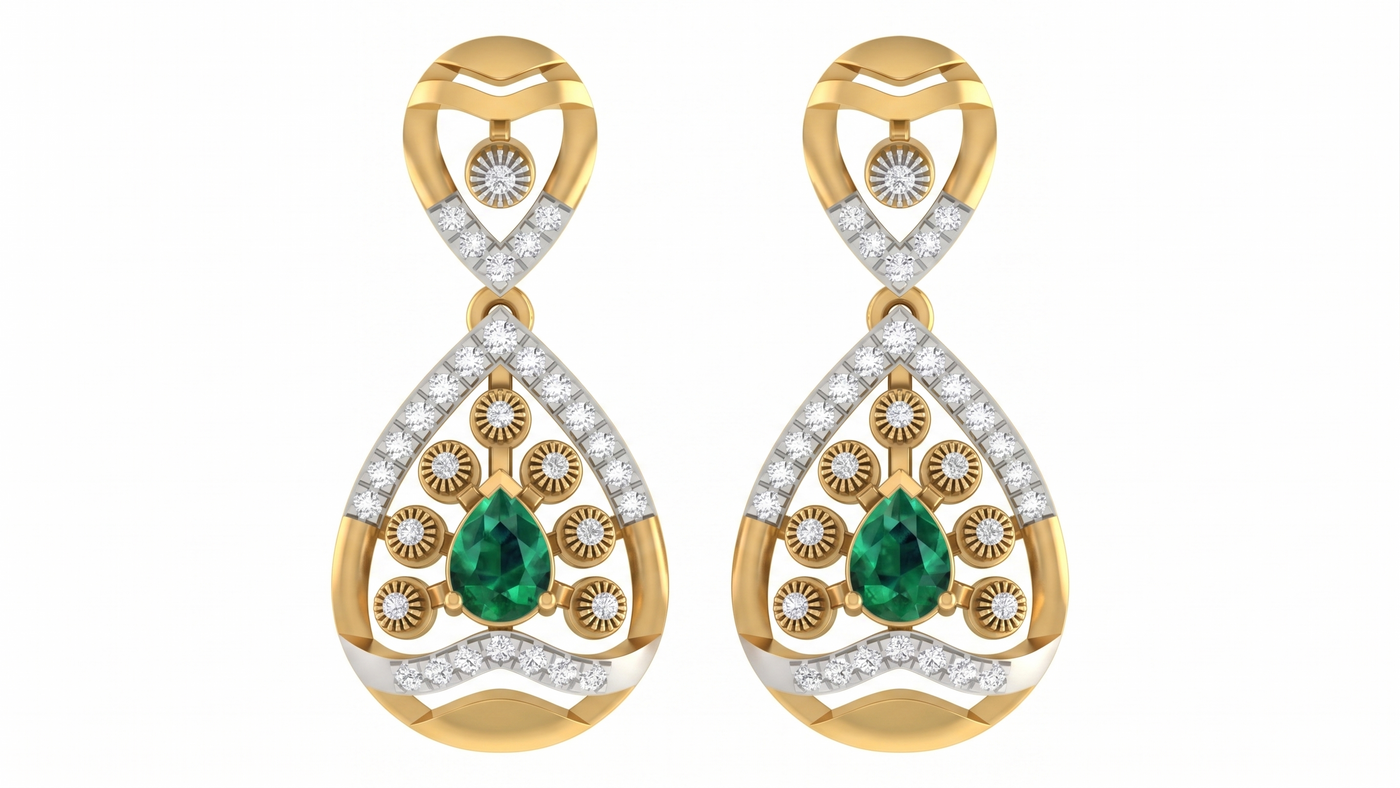 Gold & Diamond Women Gemstone Earring KRC60070E