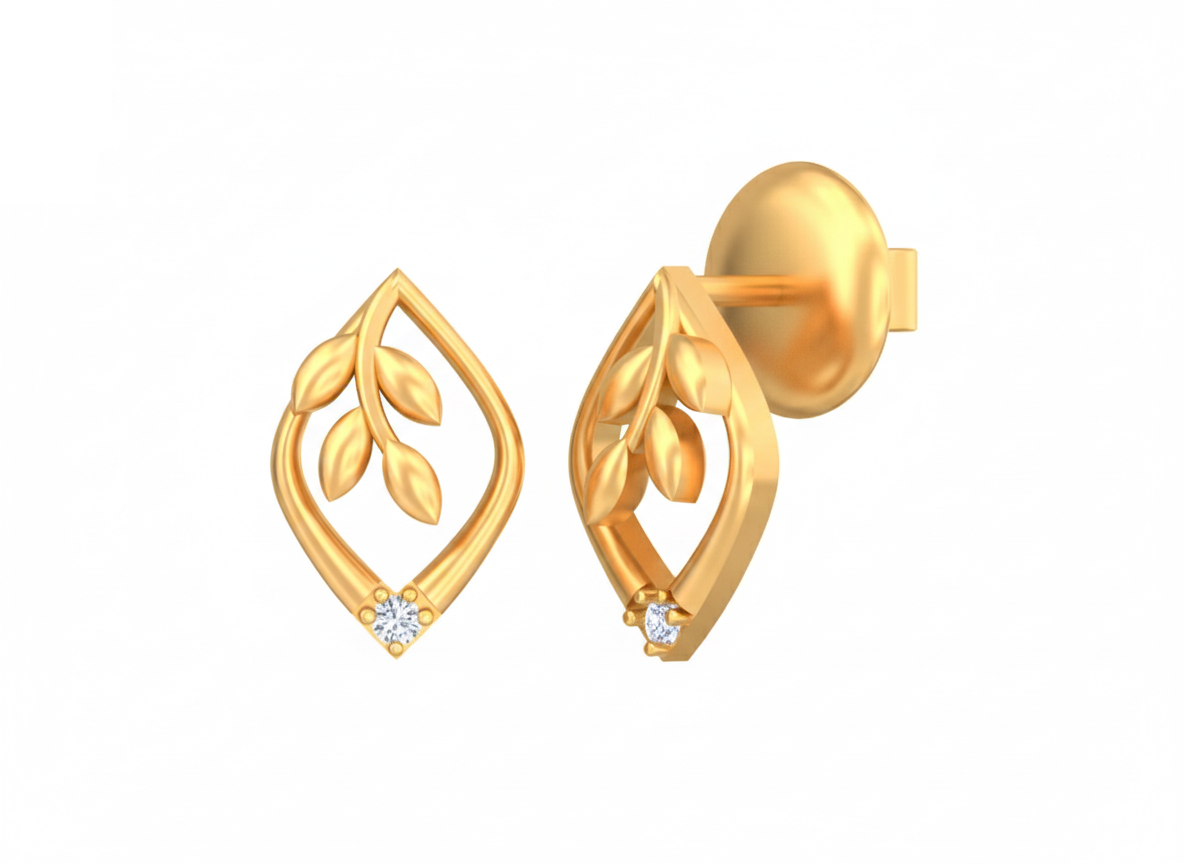 Gold & Diamond Solitaire Women Earring KRC30168