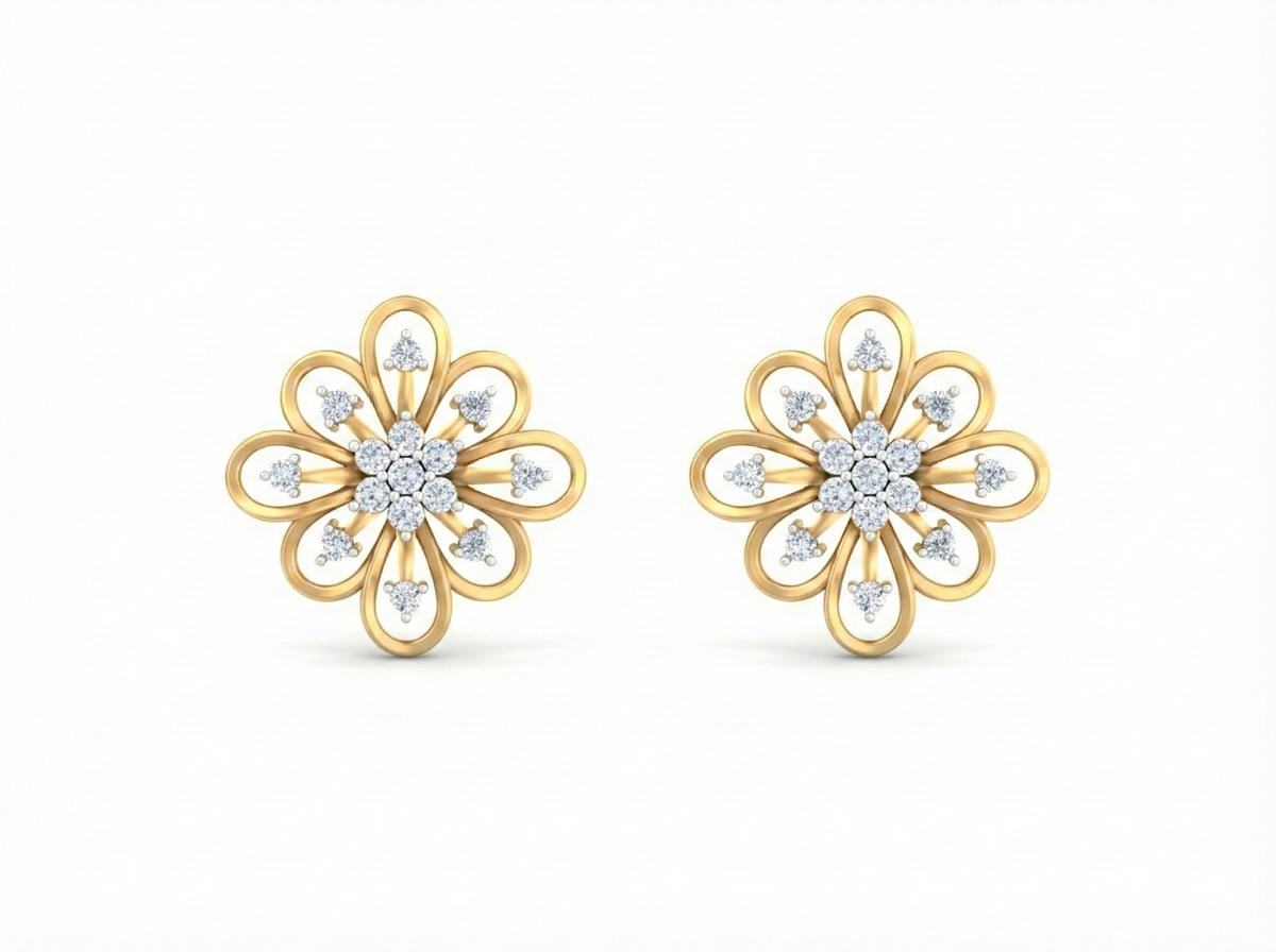 18K Gold & Diamond Women Stud Earring KRK40181E