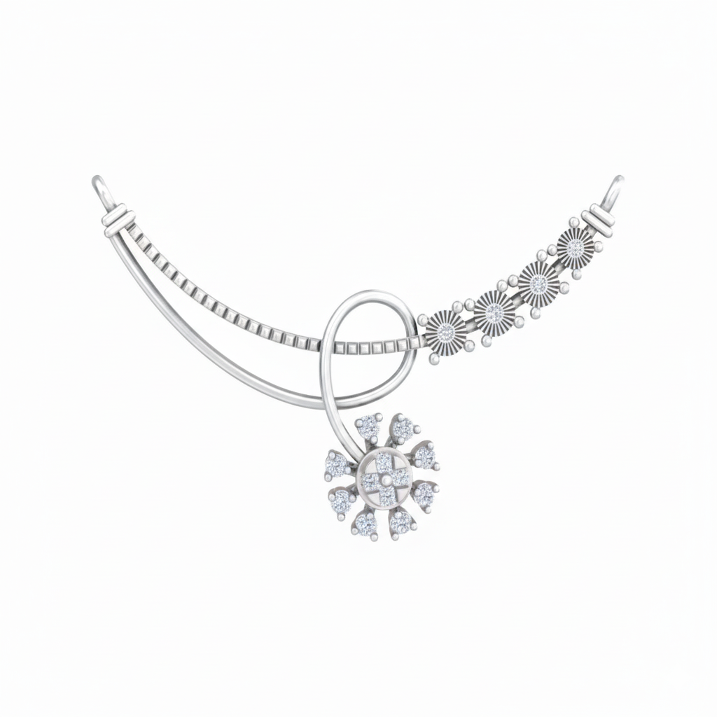 Gold & Diamond Floral Mangalsutra For Women KRC50085