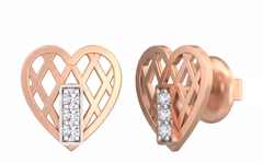 Heart Rose Gold Diamond Earring | under 40k 