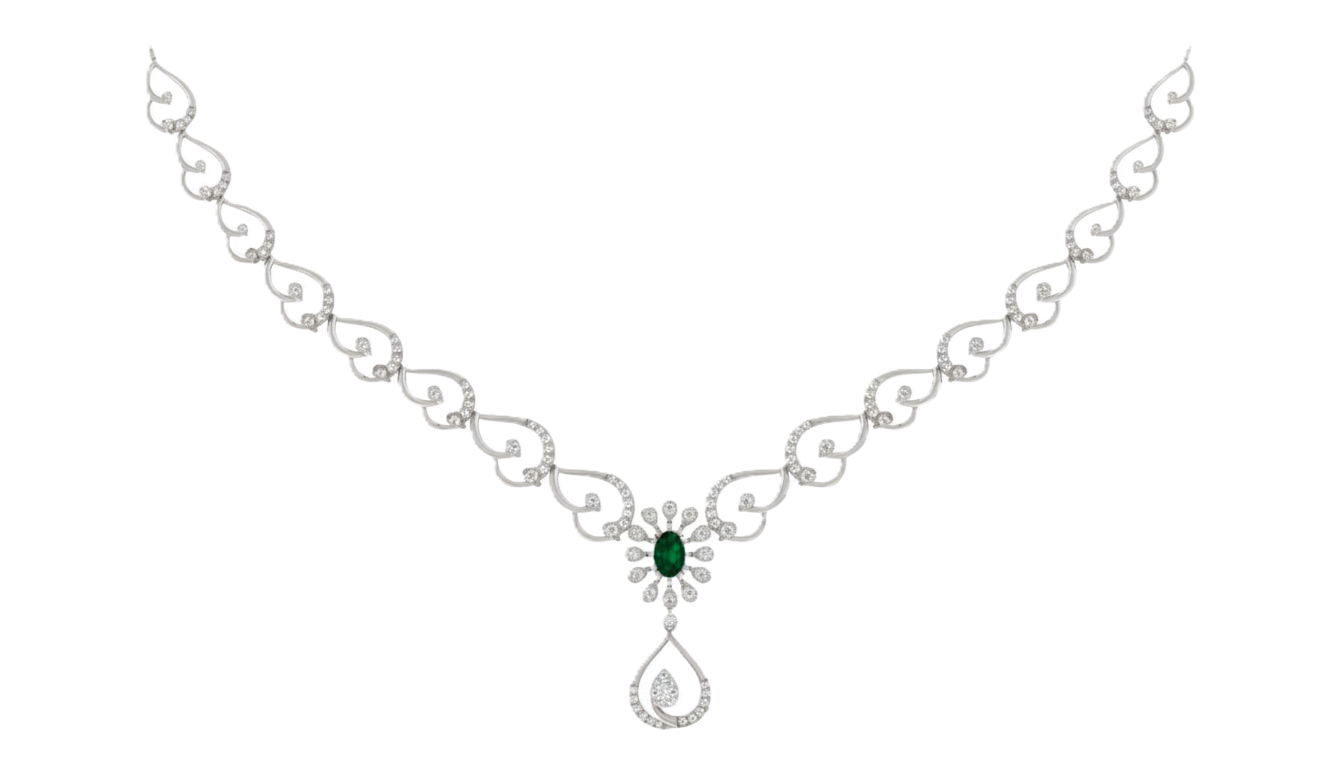 Gold & Diamond Gemstone Necklace Set KRC60117