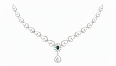 14K Gold & Diamond Gemstone Necklace Set KRI44004NR