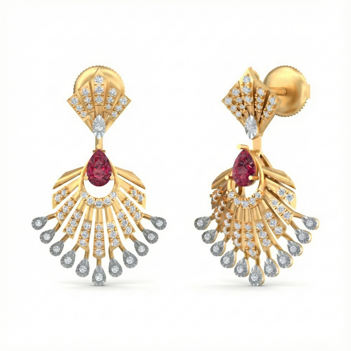 14K Gold & Diamond Women Gemstone Earring KRB44186ER