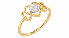Gold & Diamond Heart-Shaped Ring For Women KRC10307