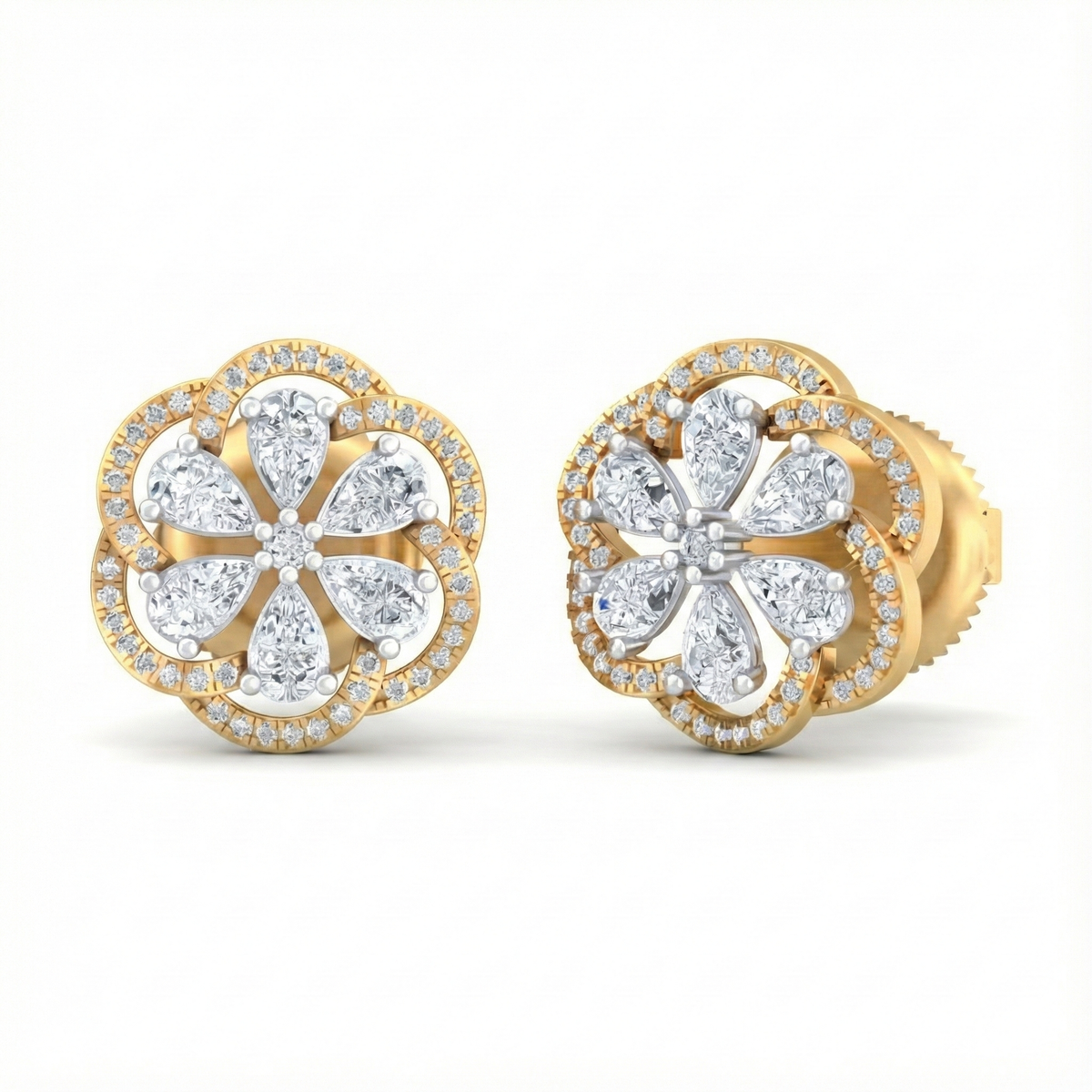 18K Gold & Diamond Women Stud Earring KFB30002
