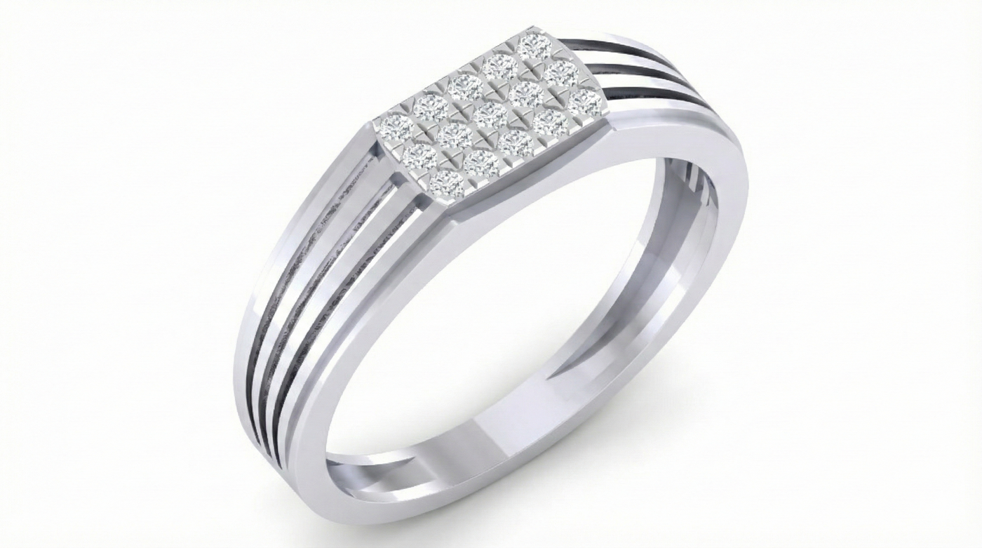 Gold & Diamond Band Ring For Men KRB20103