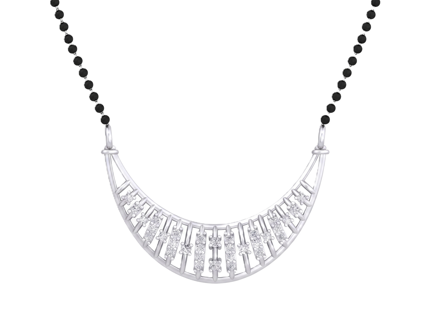 Gold & Diamond Beaded Mangalsutra For Women KRB50045