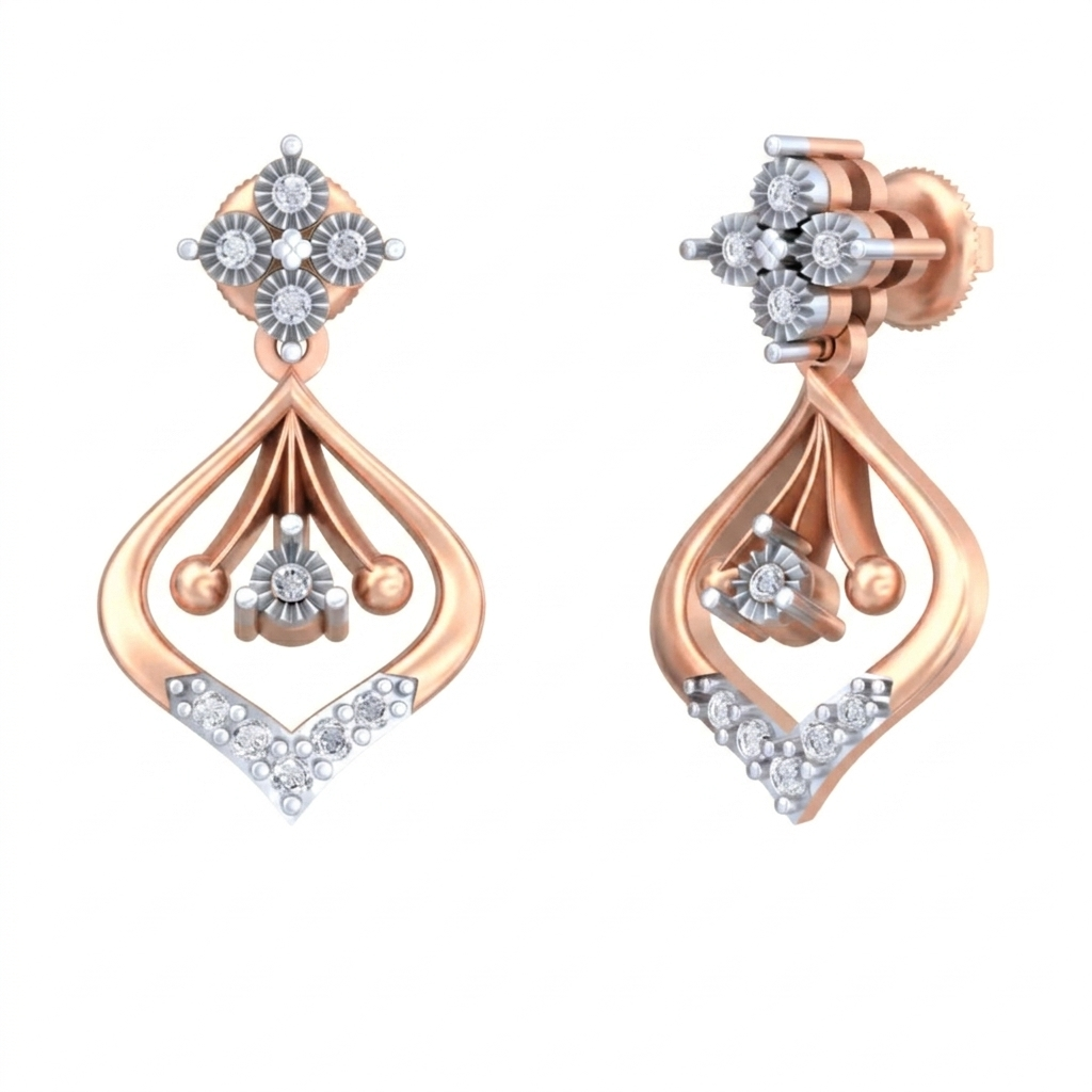 Gold & Diamond Women Dangler Earring KRC60028E