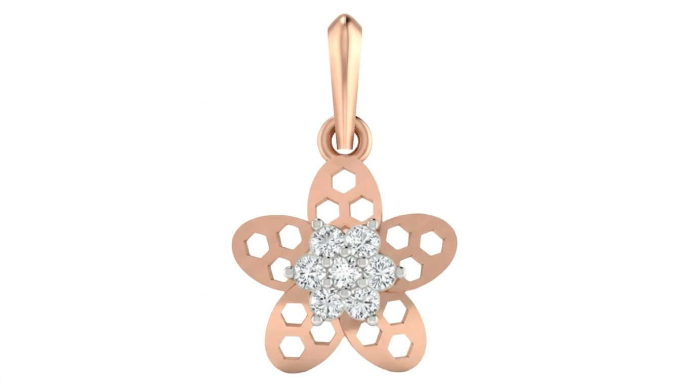 Gold & Diamond Floral Pendant Set KRC40599