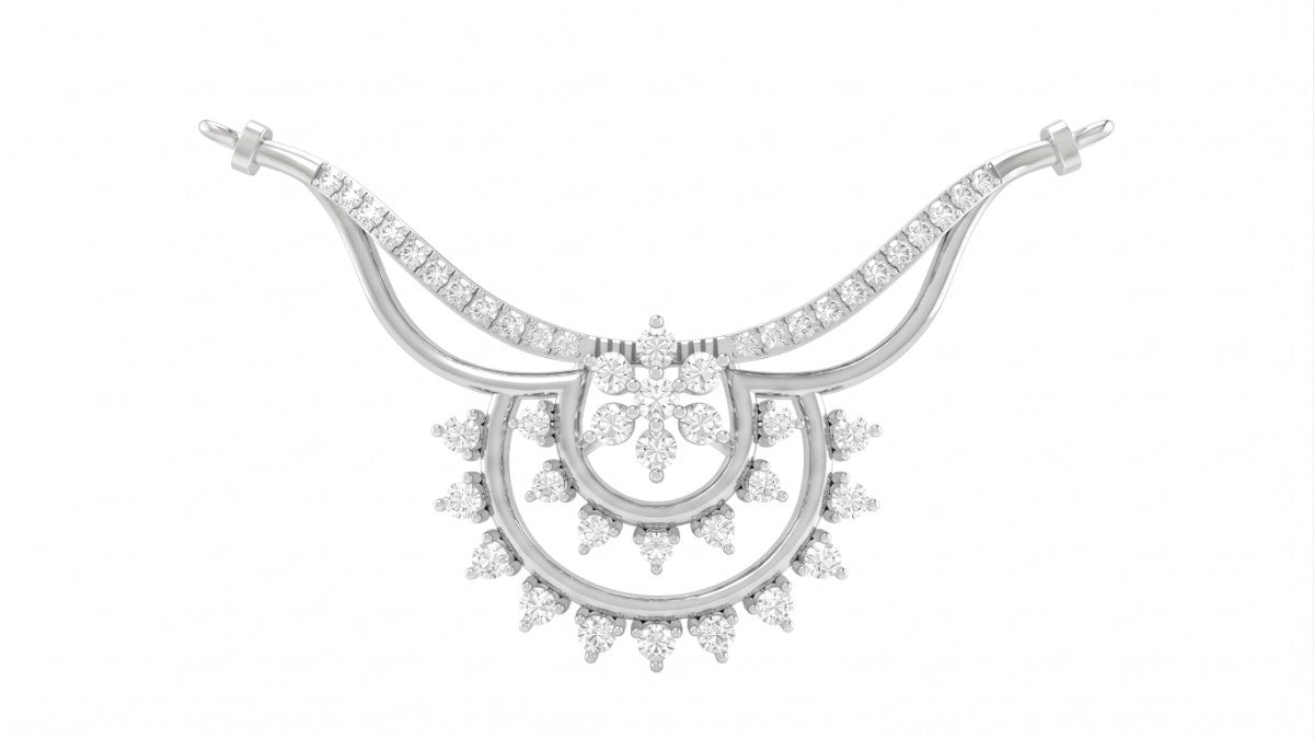 White gold and diamond bridal mangalsuta on white background